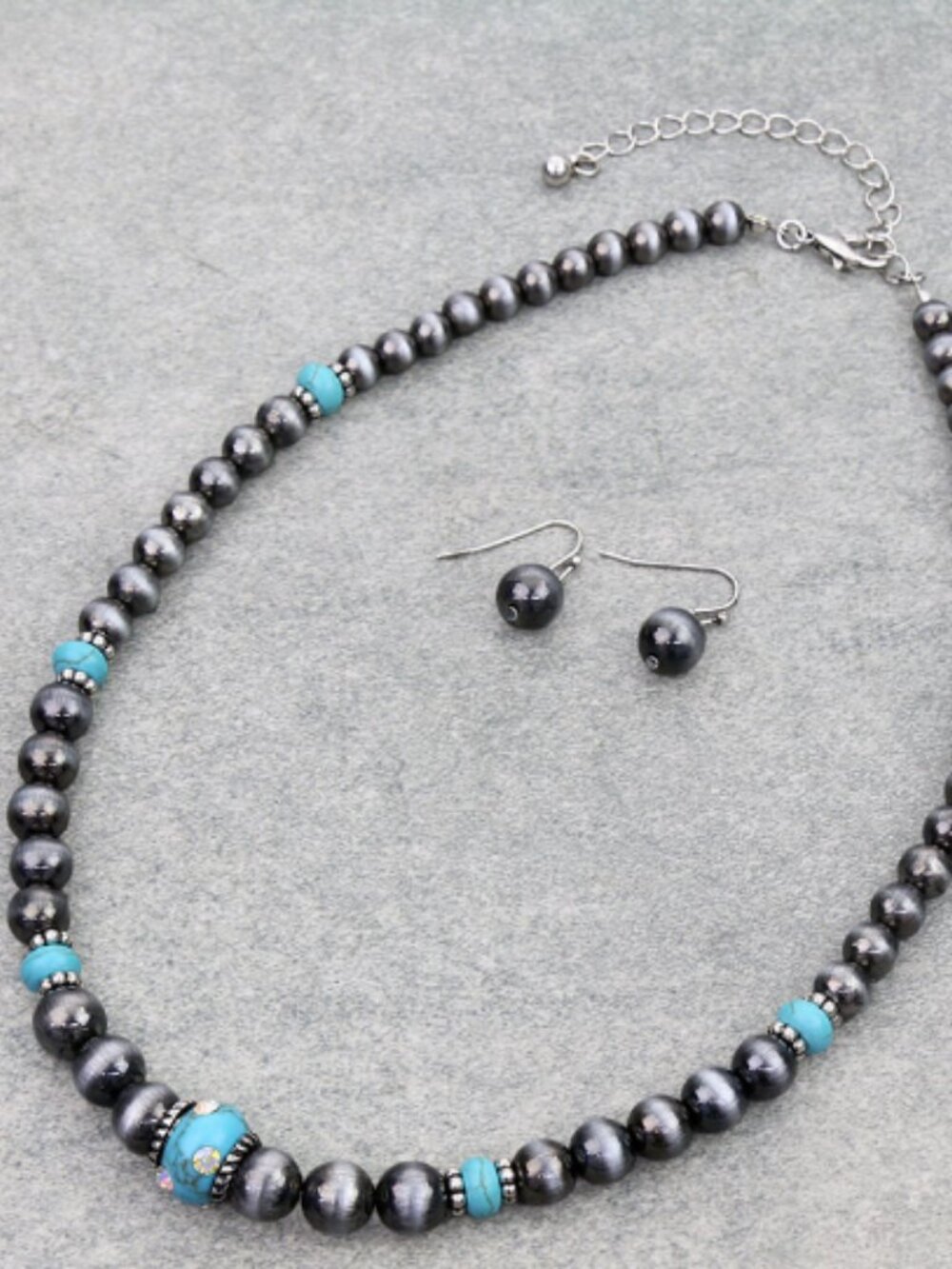 Wildflower Navajo Style Pearl & Turquoise Stone Necklace - WN3-22-SJNE1855/SBTQA